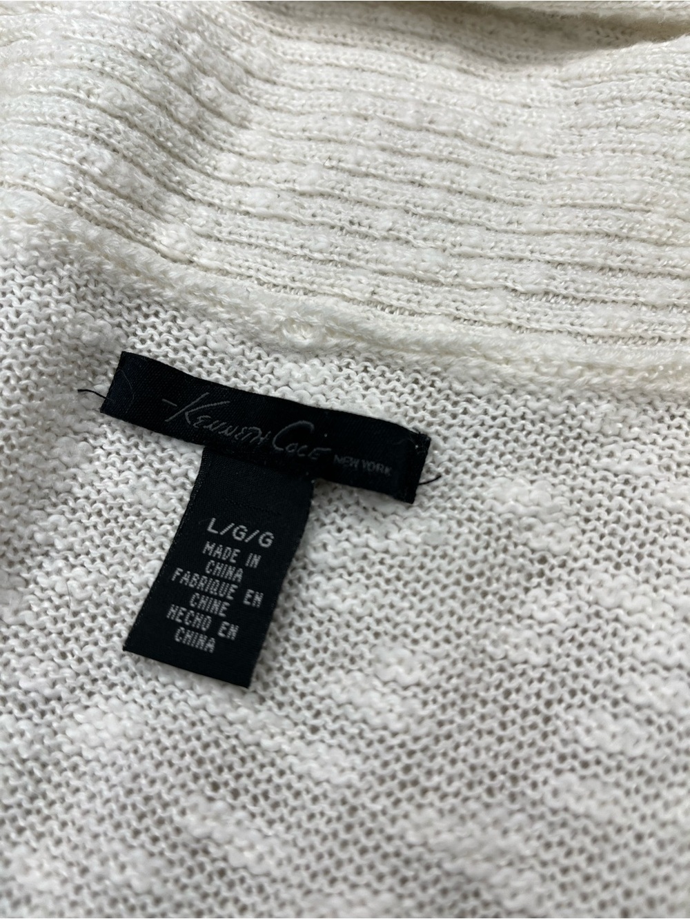 Kenneth Cole Cream Open-Front Ribbed Cardigan - Picture 3 of 3